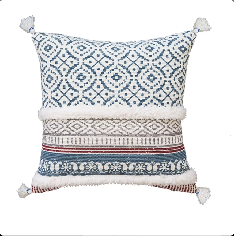 CC3 - Premium Quality Tassel Boho Printed Tufted Throw Pillow Cushion Covers 45x45 CM