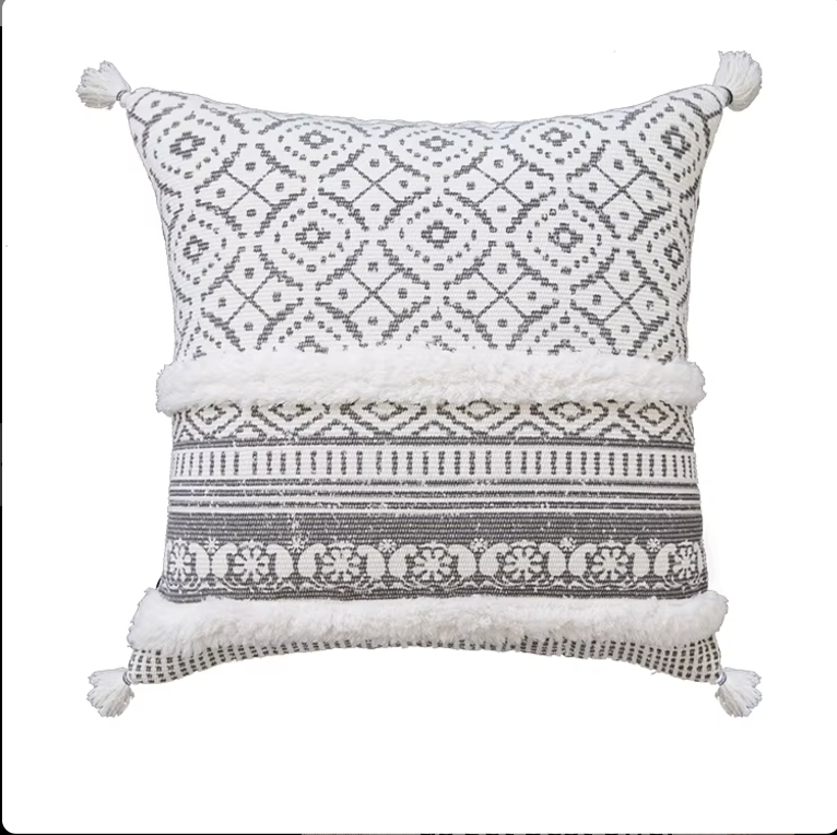 CC3 - Premium Quality Tassel Boho Printed Tufted Throw Pillow Cushion Covers 45x45 CM