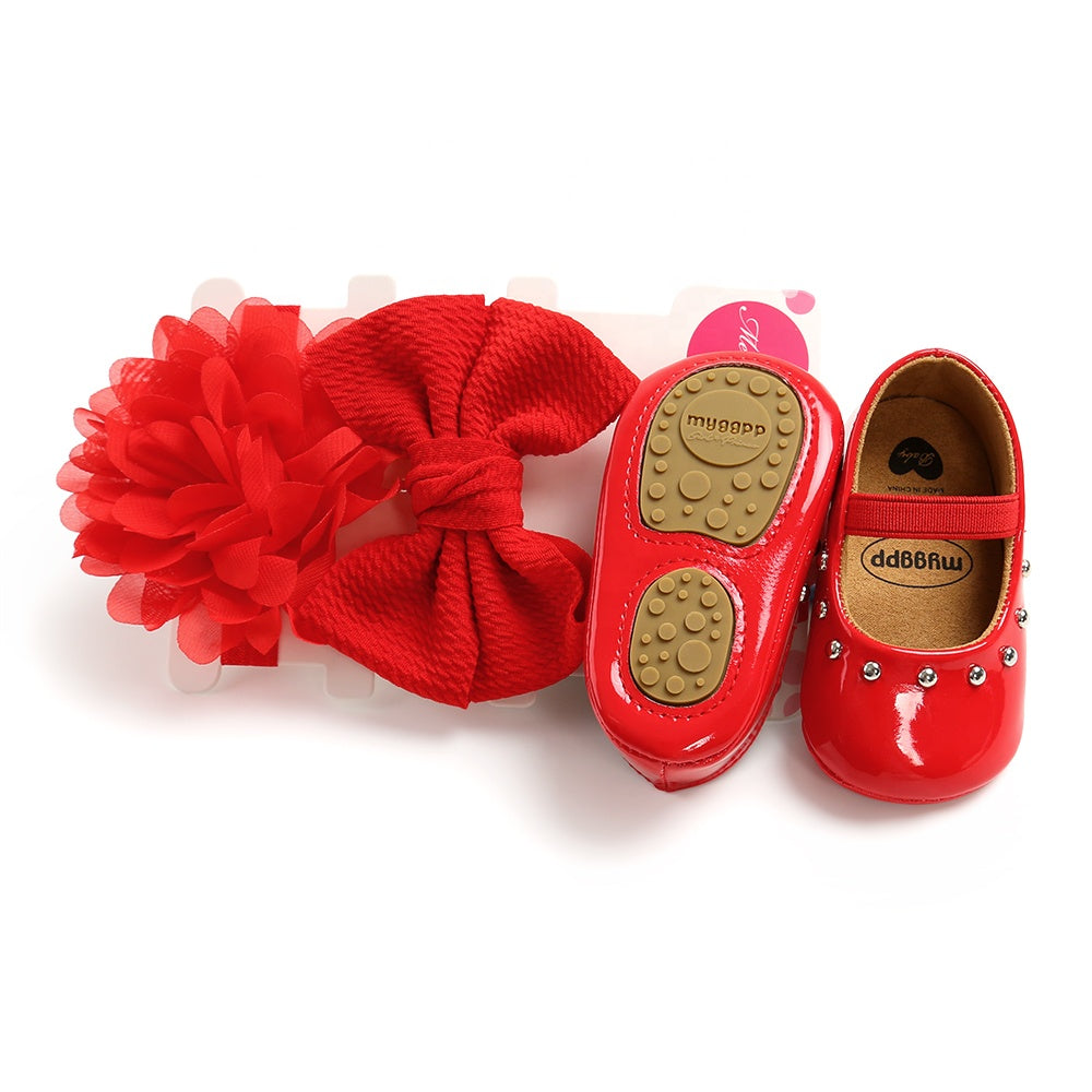 Cassidy Dress Shoes & Headbands Set in Red