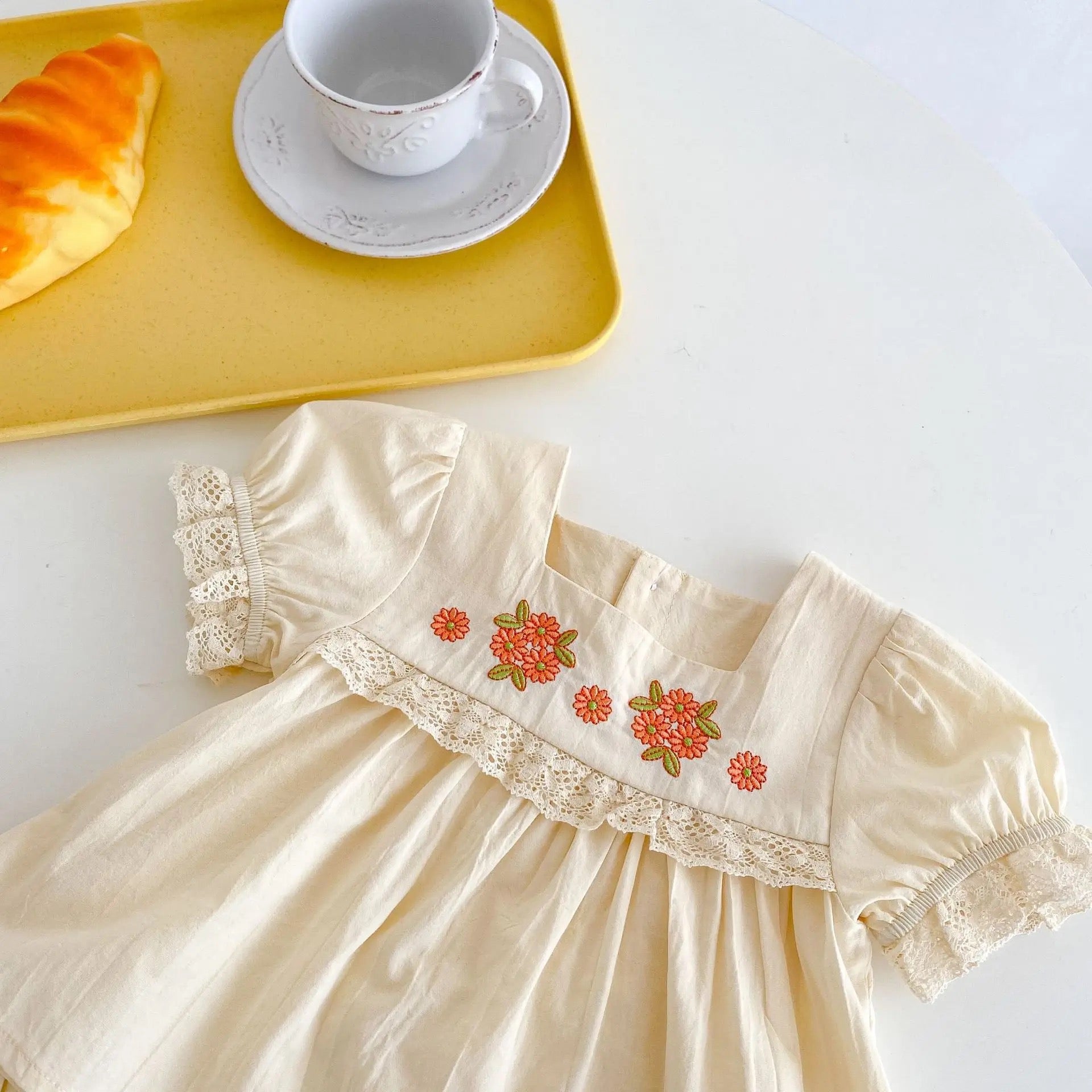 HANNAH  Flower Embroidered Top & Bloomer Set